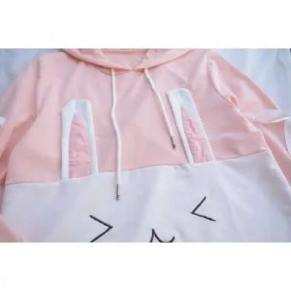 Bunny Hooded Shirt With Ribbon Sleeves ! Will fit a US size small. - Picture 5 of 5